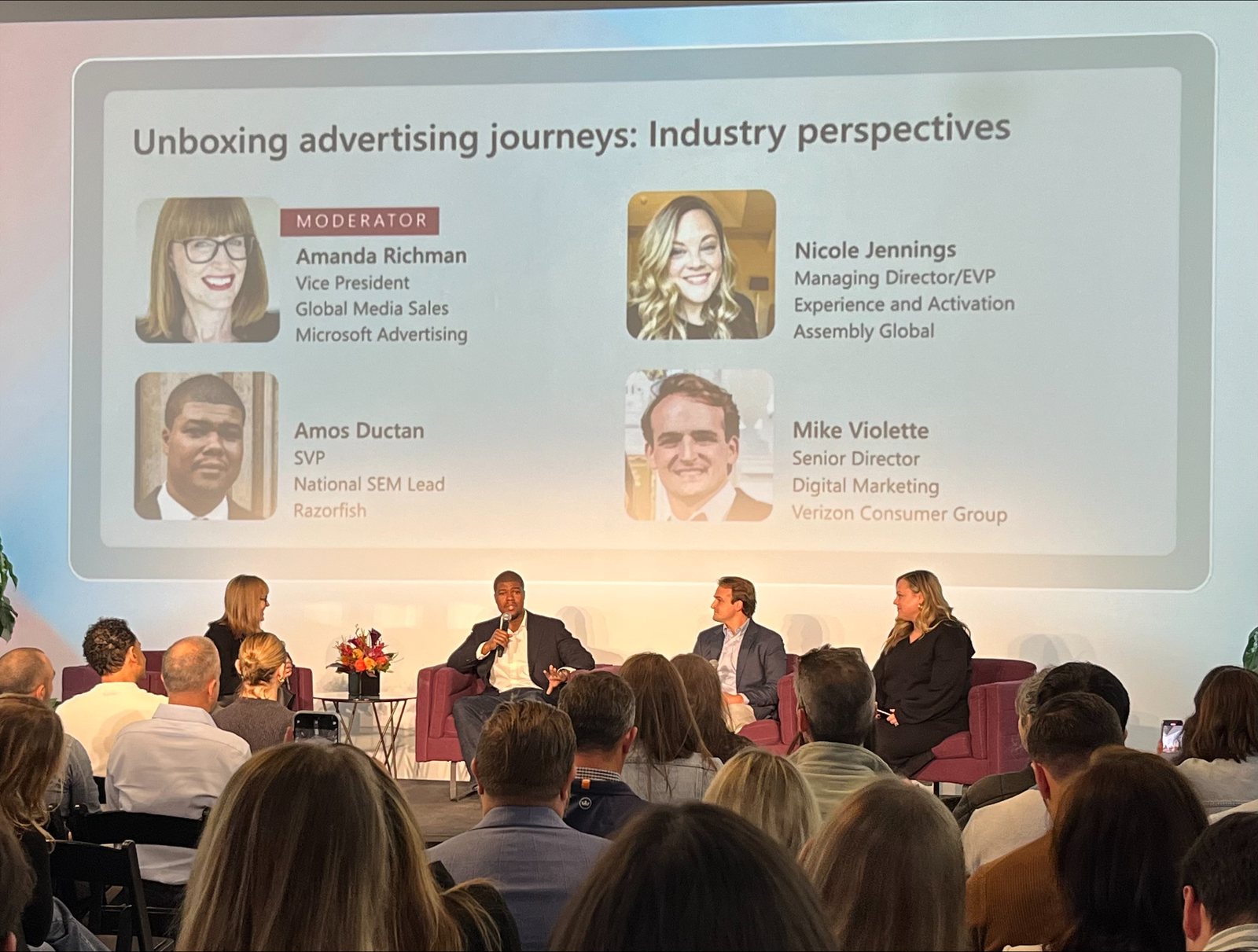 Amos Ductan on an industry panel, 'Unboxing advertising journeys'